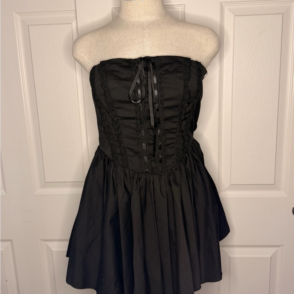 Black Strapless Corset Mini Dress